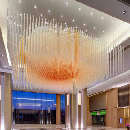 Amber glass tube chandelier