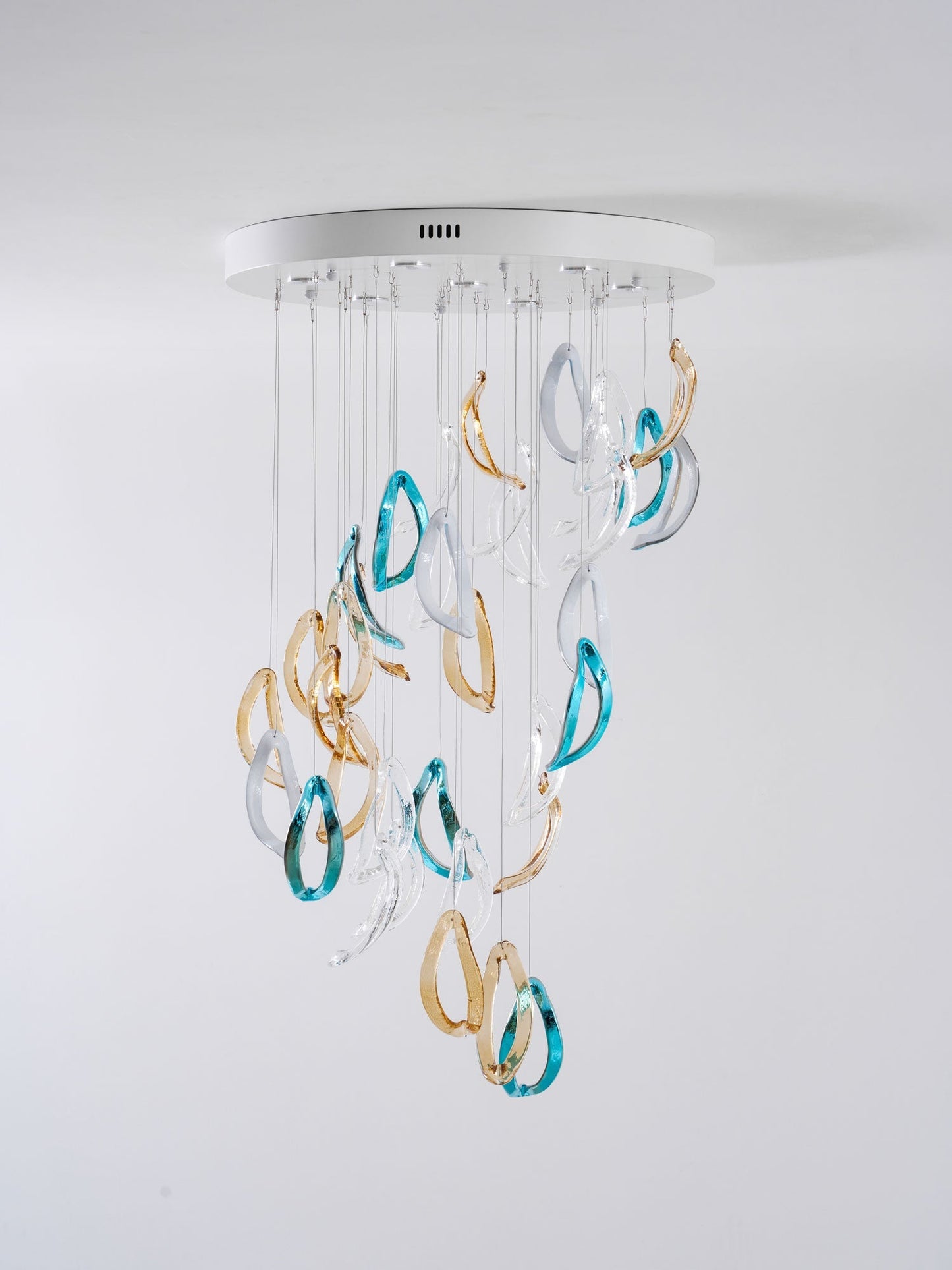 Galaxy Aqua Ripple Glass Meteor Shower Crystal Spiral Chandelier