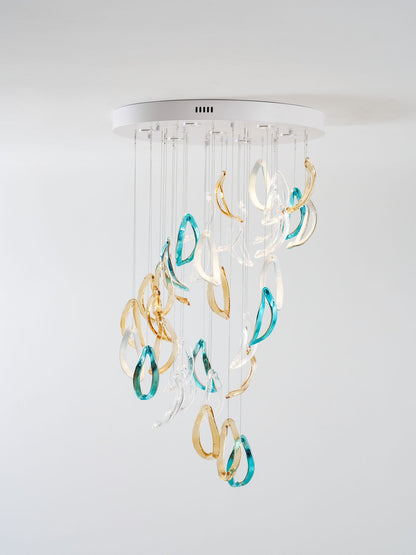 Galaxy Aqua Ripple Glass Meteor Shower Crystal Spiral Chandelier