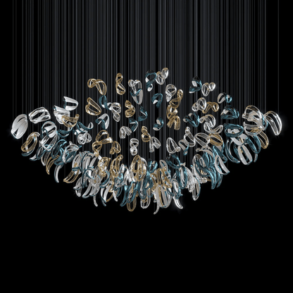 Galaxy Aqua Ripple Glass Meteor Shower Crystal Spiral Chandelier