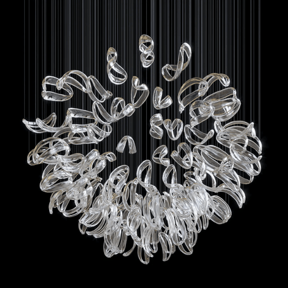Galaxy Aqua Ripple Glass Meteor Shower Crystal Spiral Chandelier