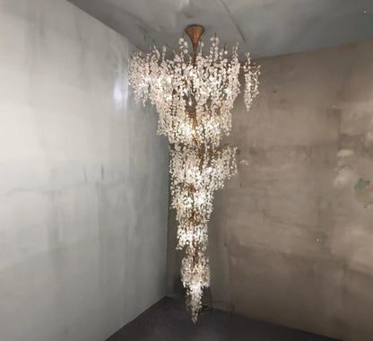Arabella Blossom: Stairwell Lighting Chandelier - Long Drop Stairwell Pendant Lights - Foyer Staircase Chandelier
