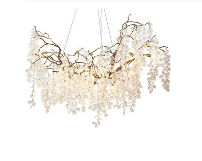 Arianna: Blossom Chandelier - White Flower Chandelier - White And Gold Light Fixture