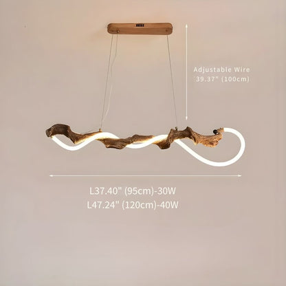 Sculpted Branch Wood-Look Linear Chandelier