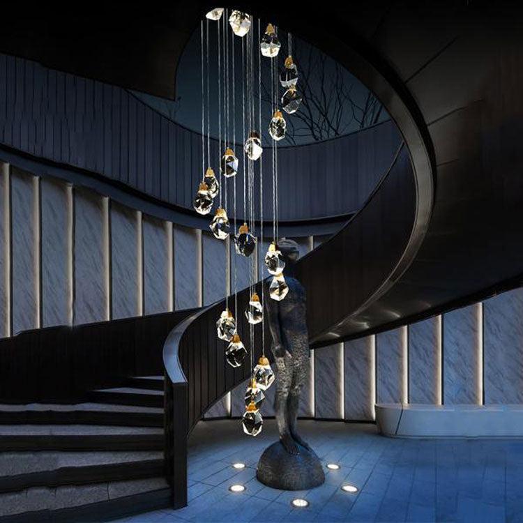 Masonry Faceted Crystal Prisms Chandeliers for Staircase Loft - Richardrider