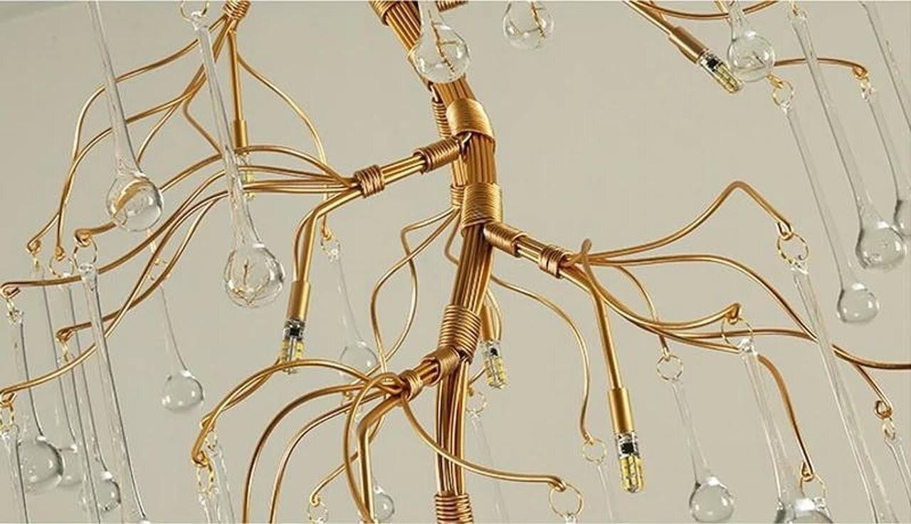 Aurora Vertical Crystal Branch Detail Gold Chandelier