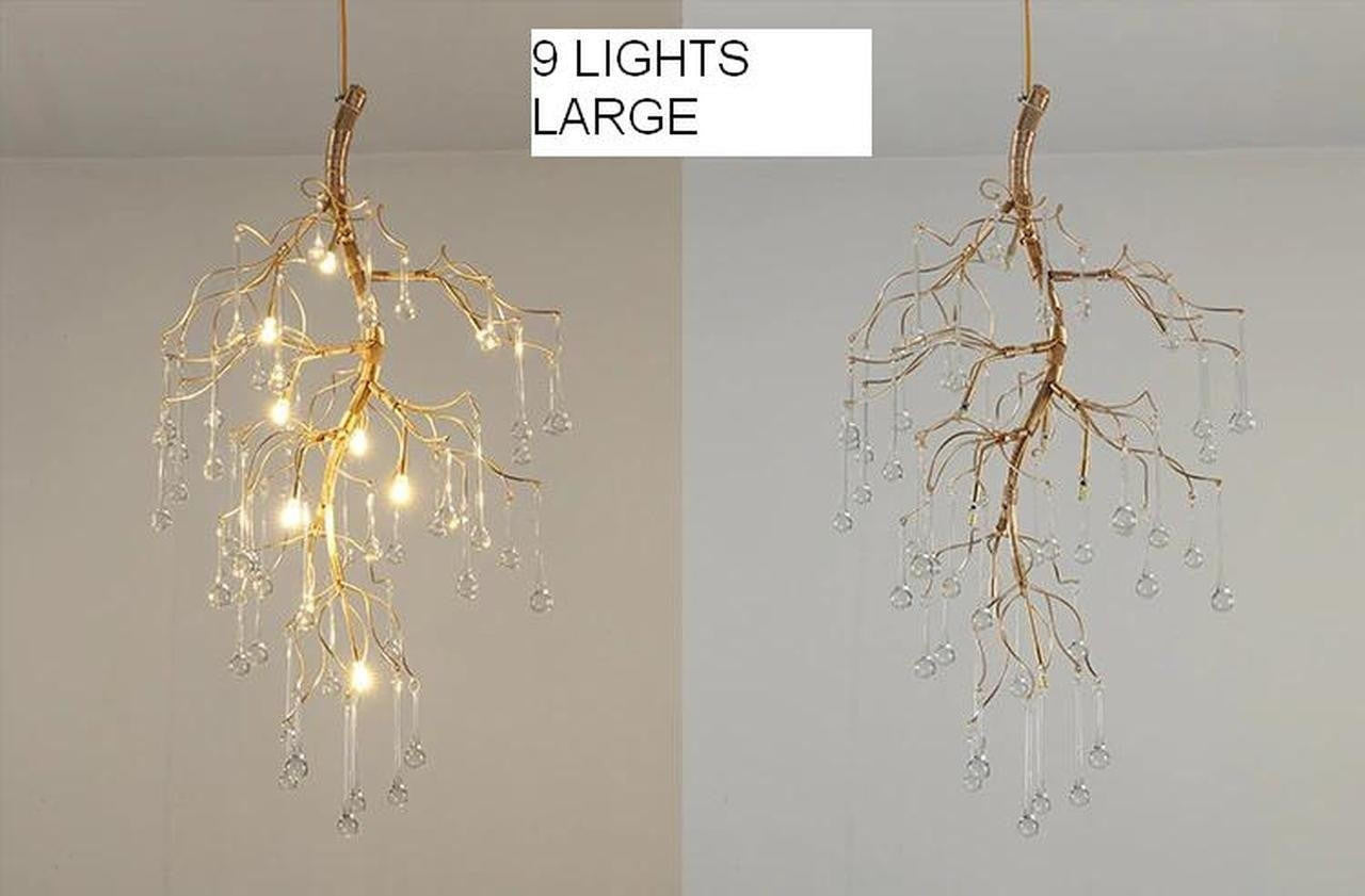 Aurora Vertical Crystal Branch Detail Gold Chandelier