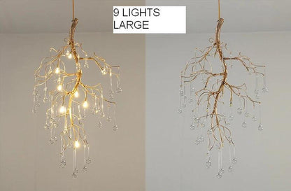 Aurora Vertical Crystal Branch Detail Gold Chandelier