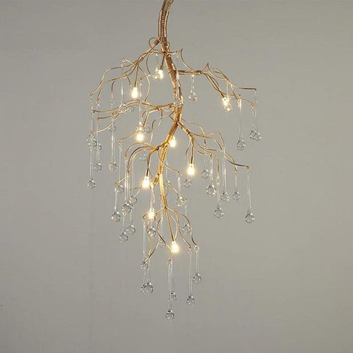 Aurora Vertical Crystal Branch Detail Gold Chandelier