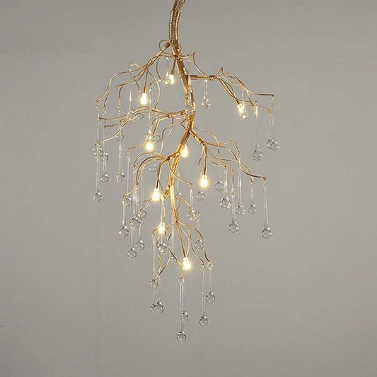 Aurora Vertical Crystal Branch Detail Gold Chandelier