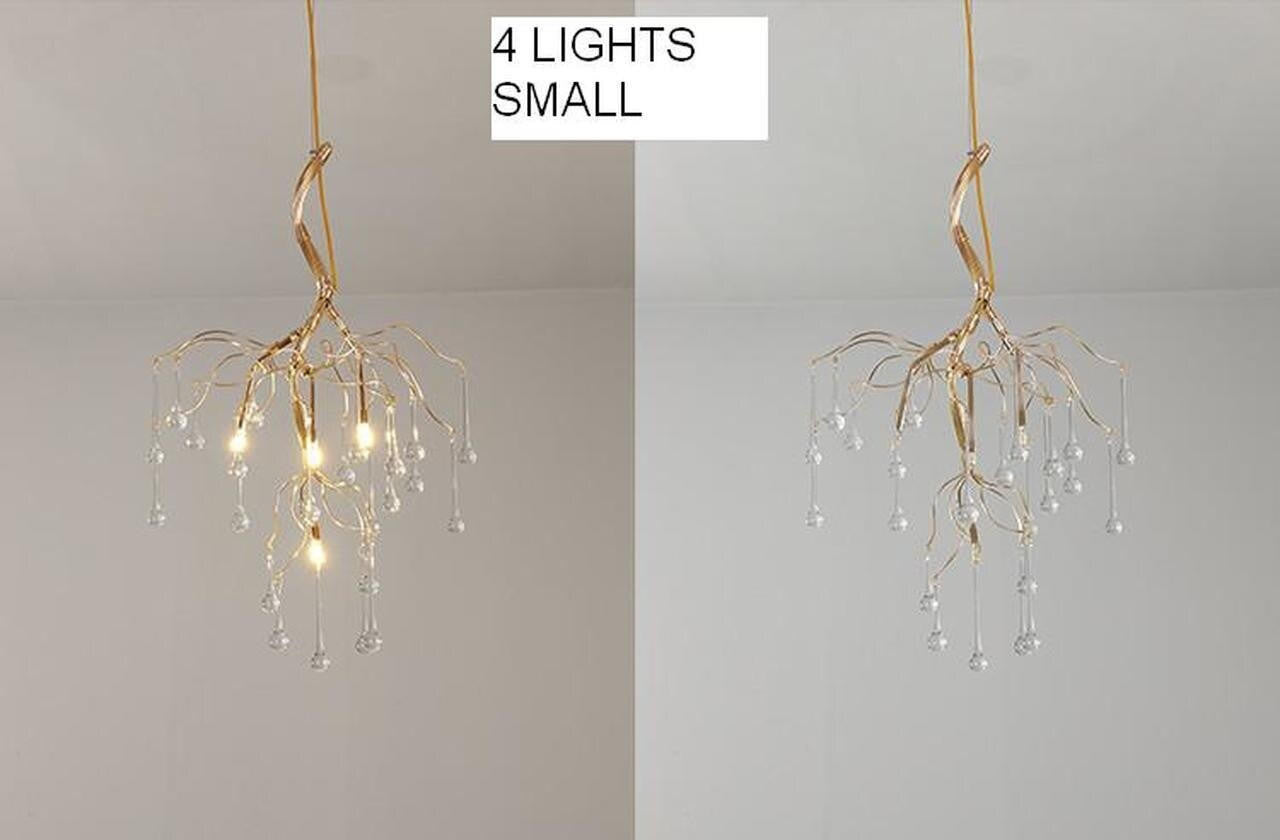 Aurora Vertical Crystal Branch Detail Gold Chandelier