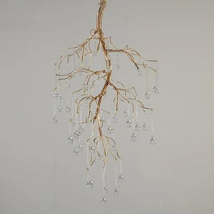 Aurora Vertical Crystal Branch Detail Gold Chandelier
