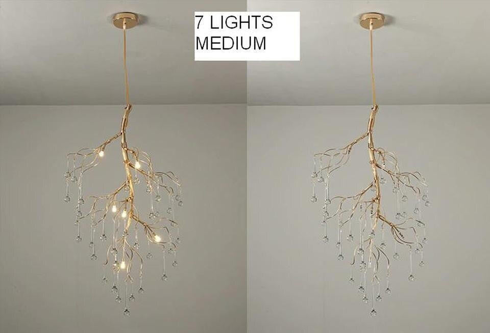 Aurora Vertical Crystal Branch Detail Gold Chandelier