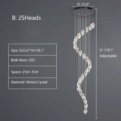 Modern Mango Shape Light Crystal Air bubbles Pendant Chandelier for Stairs/Living Room/High-Ceiling Room