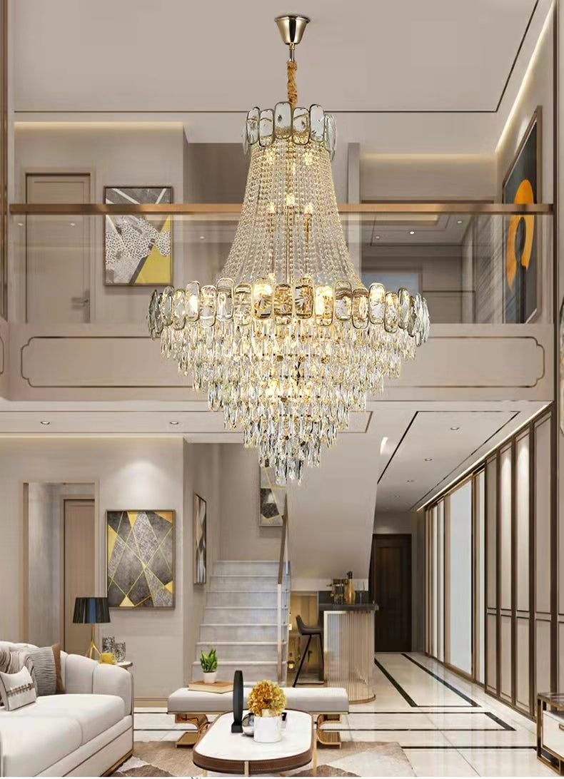 Foyer Staircase Chandelier Luxury K9 Crystal Ceiling Light For Living Room / Hallway - Richardrider