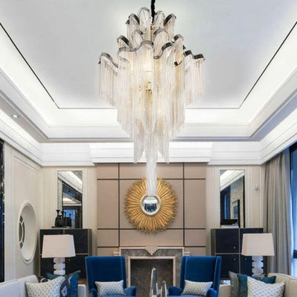 Baucis Aluminum Chain Tassel Chandelier - Richardrider
