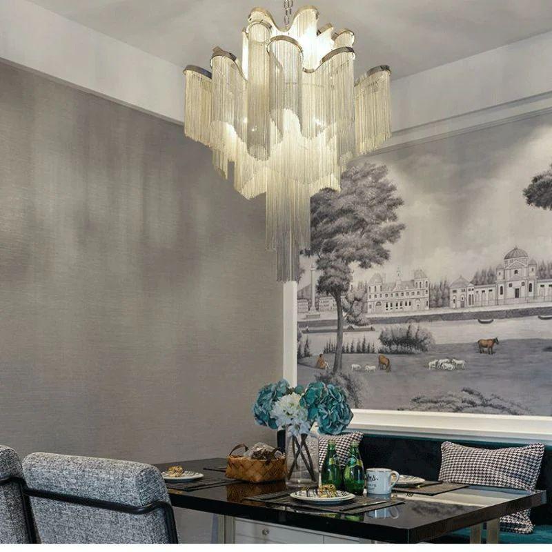 Baucis Aluminum Chain Tassel Chandelier - Richardrider