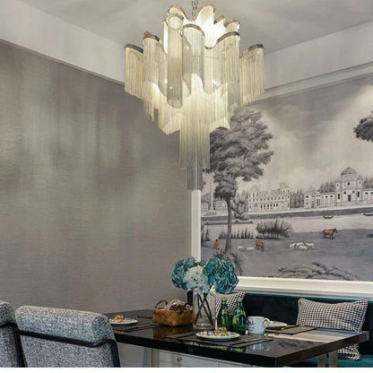 Baucis Aluminum Chain Tassel Chandelier - Richardrider