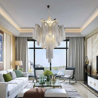 Baucis Aluminum Chain Tassel Chandelier - Richardrider