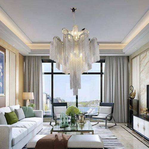 Baucis Aluminum Chain Tassel Chandelier - Richardrider