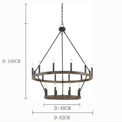 Black/ Brass Dust Wagon Wheel Chandelier Candle Style Farmhouse Vintage Ceiling Light For Living Room