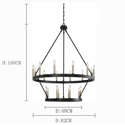 Black/ Brass Dust Wagon Wheel Chandelier Candle Style Farmhouse Vintage Ceiling Light For Living Room
