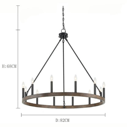 Black/ Brass Dust Wagon Wheel Chandelier Candle Style Farmhouse Vintage Ceiling Light For Living Room