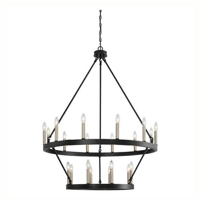 Black/ Brass Dust Wagon Wheel Chandelier Candle Style Farmhouse Vintage Ceiling Light For Living Room