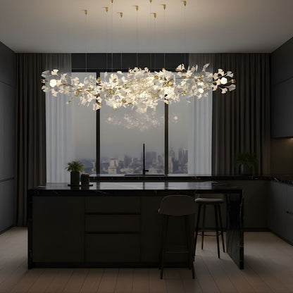 Collar Branch Glass Leaf Linear Chandelier