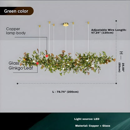 Collar Branch Glass Leaf Linear Chandelier