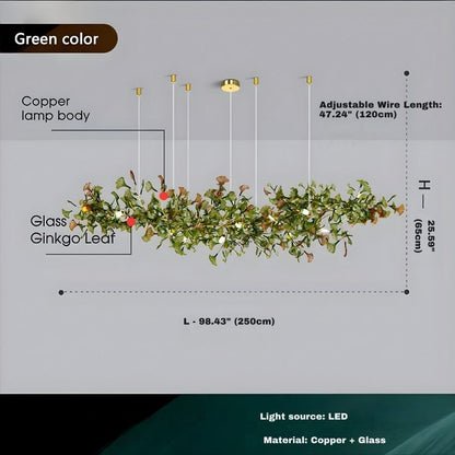 Collar Branch Glass Leaf Linear Chandelier