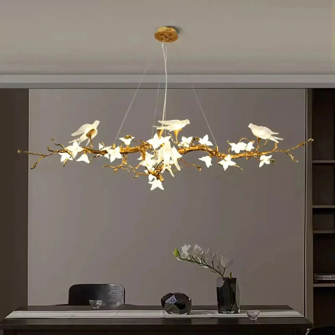 Crissy Branch Brass Bird Branch Linear Chandelier