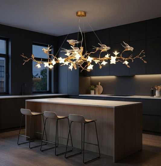 Crissy Branch Brass Bird Branch Linear Chandelier