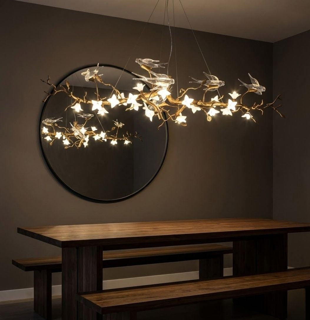 Crissy Branch Brass Bird Branch Linear Chandelier
