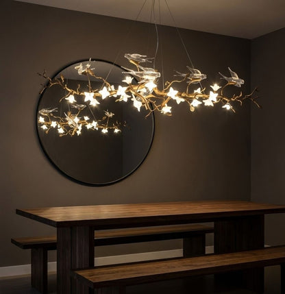Crissy Branch Brass Bird Branch Linear Chandelier