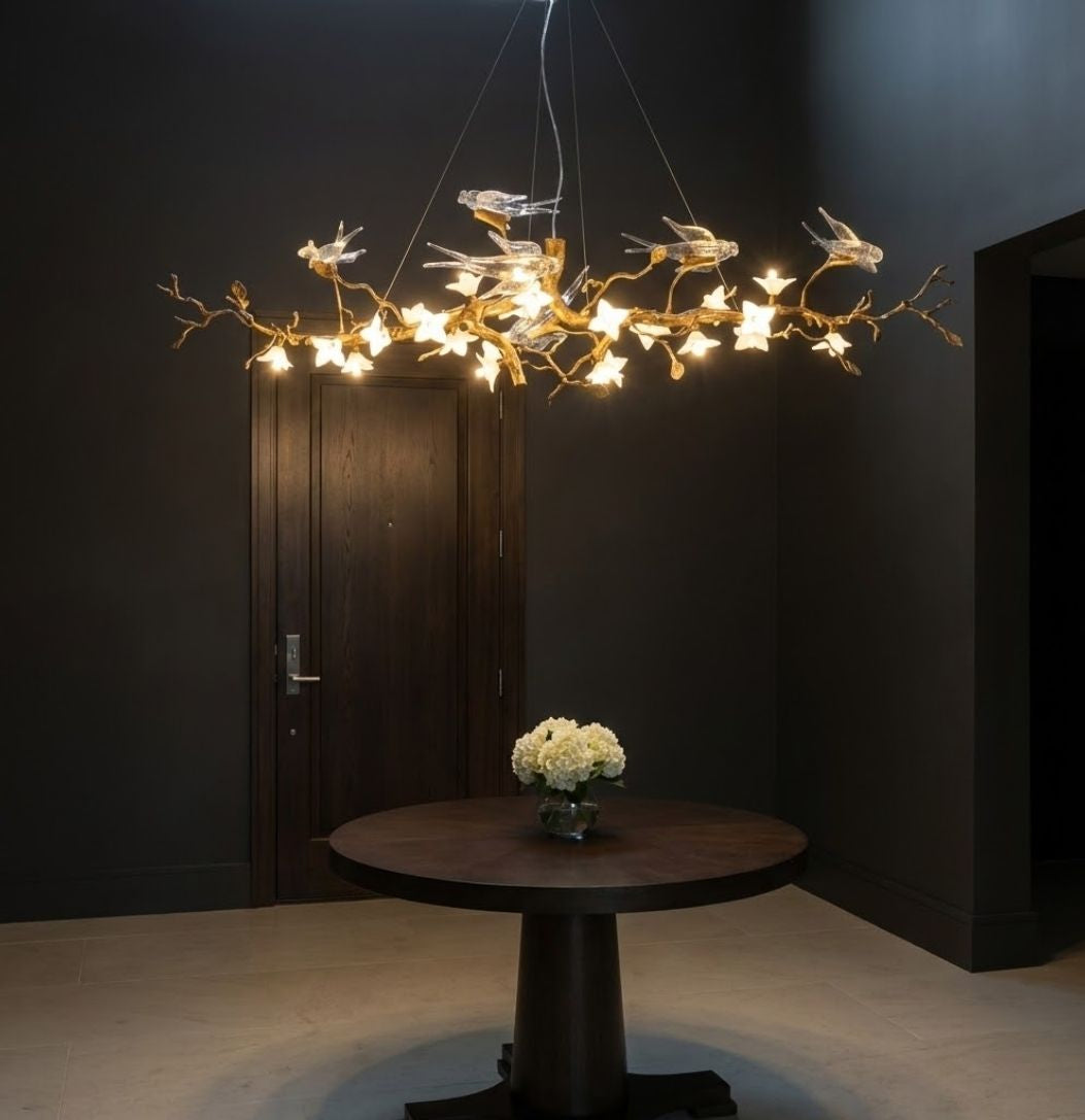 Crissy Branch Brass Bird Branch Linear Chandelier