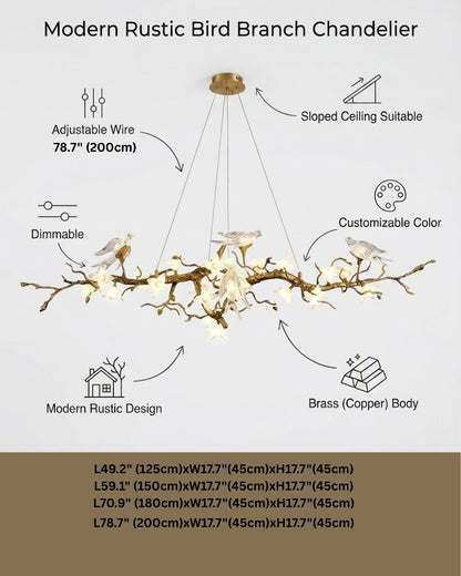 Crissy Branch Brass Bird Branch Linear Chandelier