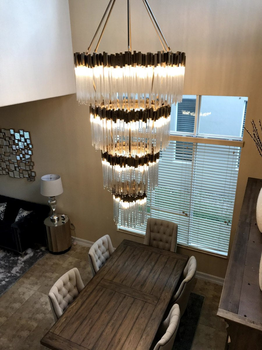 Large Elegant Multi-layers Glam Glass Chandelier for High-ceiling Staircase/Entryway/Living/meeting Room - Richardrider