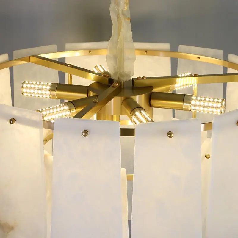 Alabaster Flake Brass Multi-Layer Chandelier Lamp - Richardrider