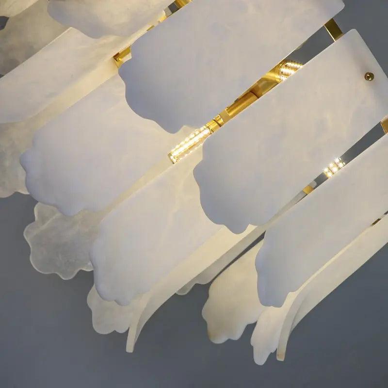 Alabaster Flake Brass Multi-Layer Chandelier Lamp - Richardrider
