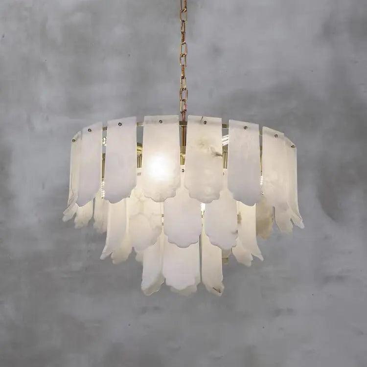 Alabaster Flake Brass Multi-Layer Chandelier Lamp - Richardrider