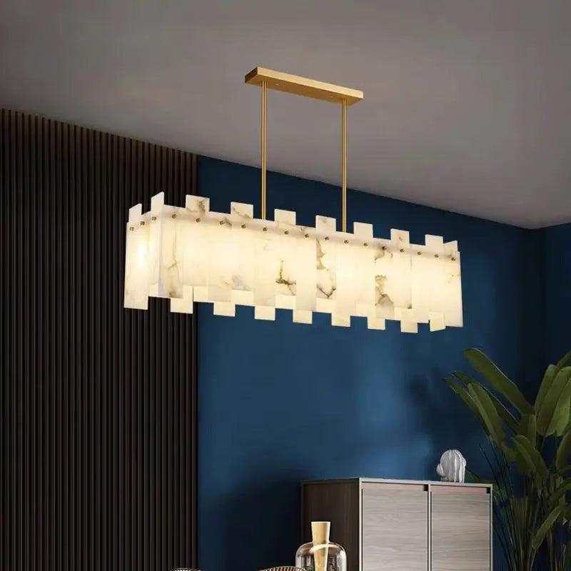 Alabaster Flake Modern Rectangular Dining Room Chandeliers - Richardrider