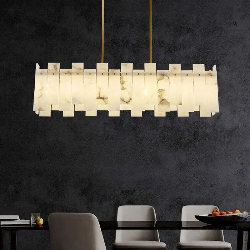 Alabaster Flake Modern Rectangular Dining Room Chandeliers - Richardrider