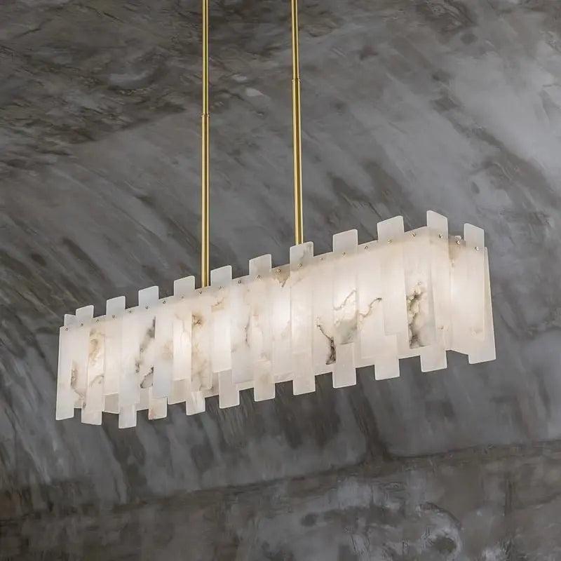 Alabaster Flake Modern Rectangular Dining Room Chandeliers - Richardrider