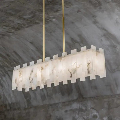 Alabaster Flake Modern Rectangular Dining Room Chandeliers - Richardrider