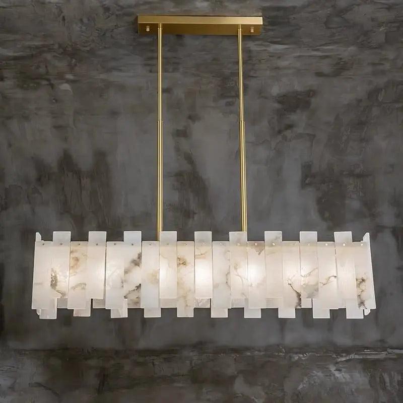 Alabaster Flake Modern Rectangular Dining Room Chandeliers - Richardrider