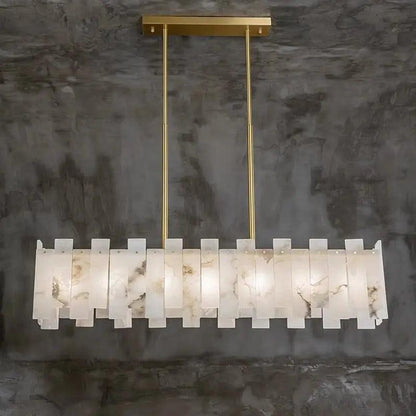 Alabaster Flake Modern Rectangular Dining Room Chandeliers - Richardrider