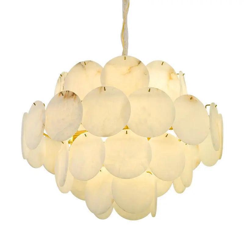 Spain Alabaster Flake Brass Living Room Chandelier - Richardrider