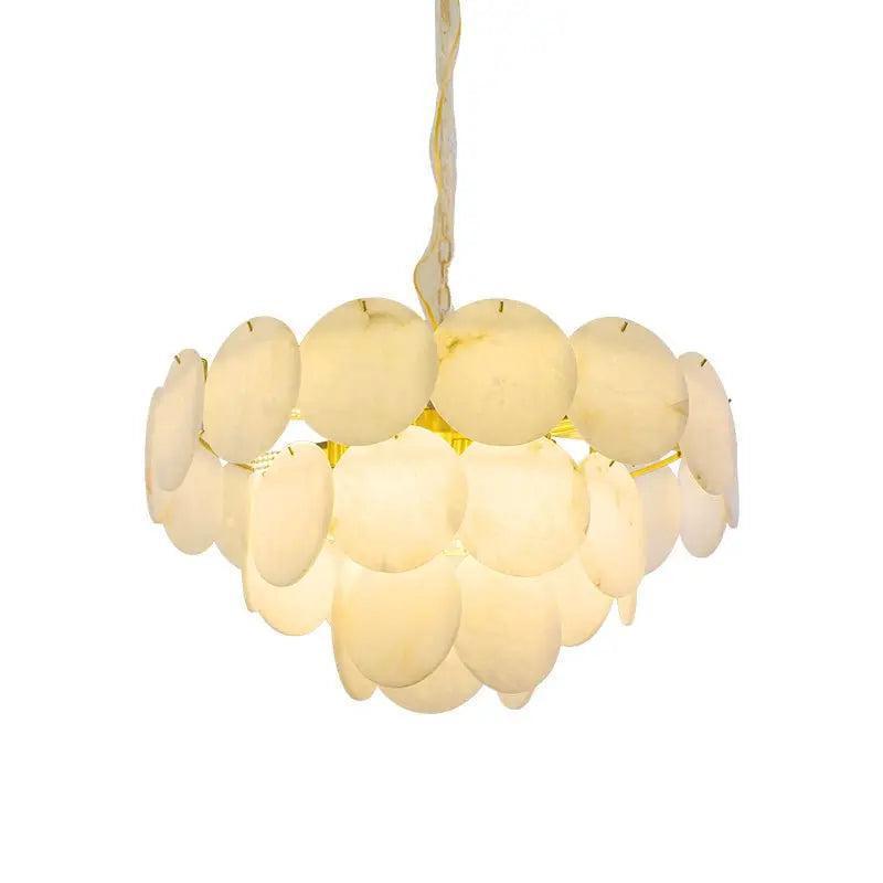 Spain Alabaster Flake Brass Living Room Chandelier - Richardrider