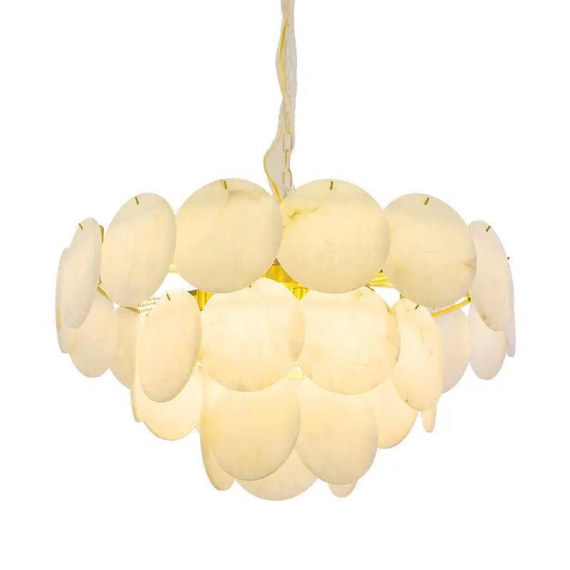 Spain Alabaster Flake Brass Living Room Chandelier - Richardrider